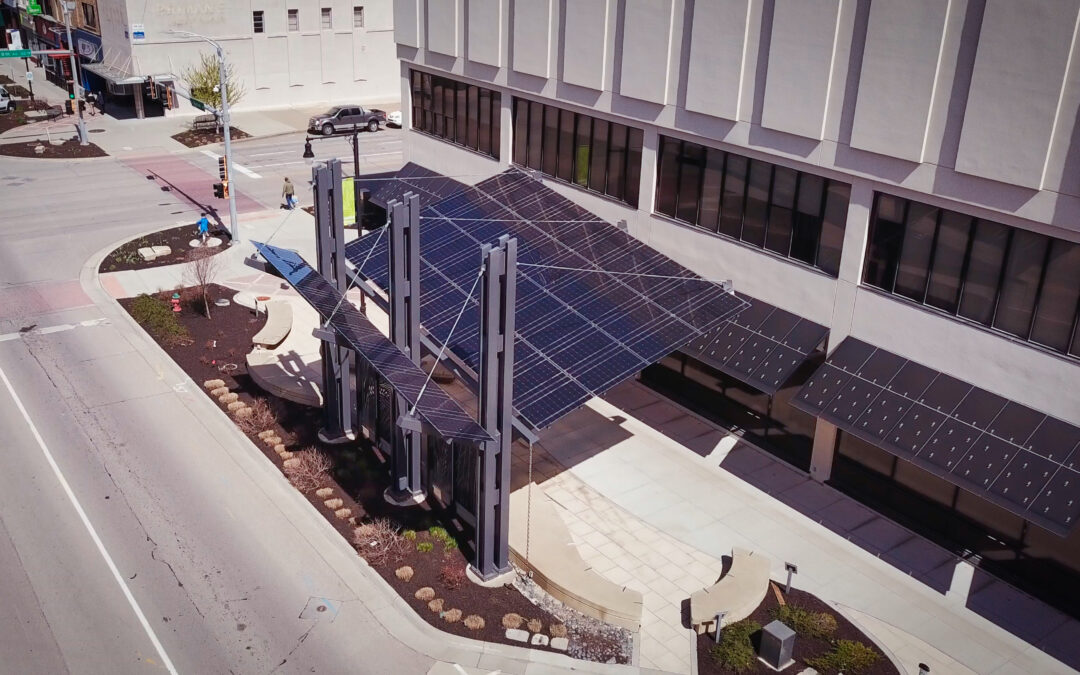 Solar Awning Installation at Evergy’s Pocket Park in Topeka, Kansas.